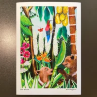 Bear with Me kunstplakat med bjørne i junglen