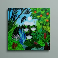 Blomsterfröjd - lærredsprint med junglemotiv