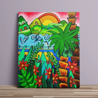 Bt the Sea - abstrakt lærredsprint