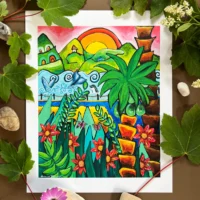 By the Sea Fine Art Giclée Print med tropisk tema