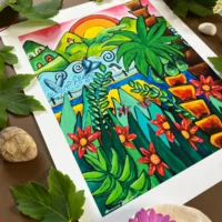 By the Sea Fine Art Giclée Print med tropisk tema