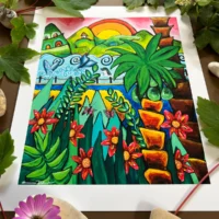By the Sea Fine Art Giclée Print med tropisk tema