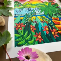 By the Sea Fine Art Giclée Print med tropisk tema