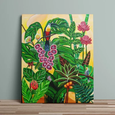 Djungelliv - lærredsprint med junglemotiv