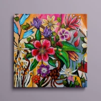 Flower Power - abstrakt lærredsprint