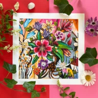Flower Power Fine Art Giclée Print med masser af blomster