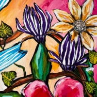 Flower Power Fine Art Giclée Print med masser af blomster