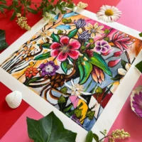 Flower Power Fine Art Giclée Print med masser af blomster