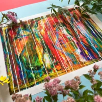 Genesis Fine Art Giclée Print med abstrakt motiv i varme farver