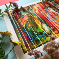 Genesis Fine Art Giclée Print med abstrakt motiv i varme farver