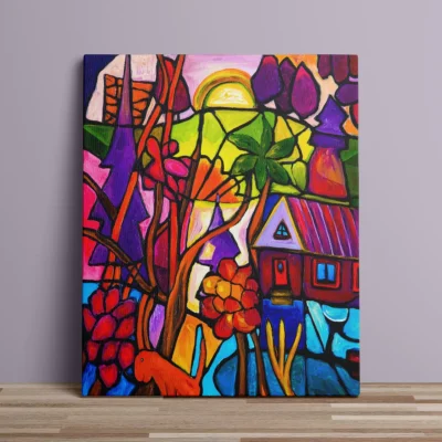 In the Woods - abstrakt lærredsprint