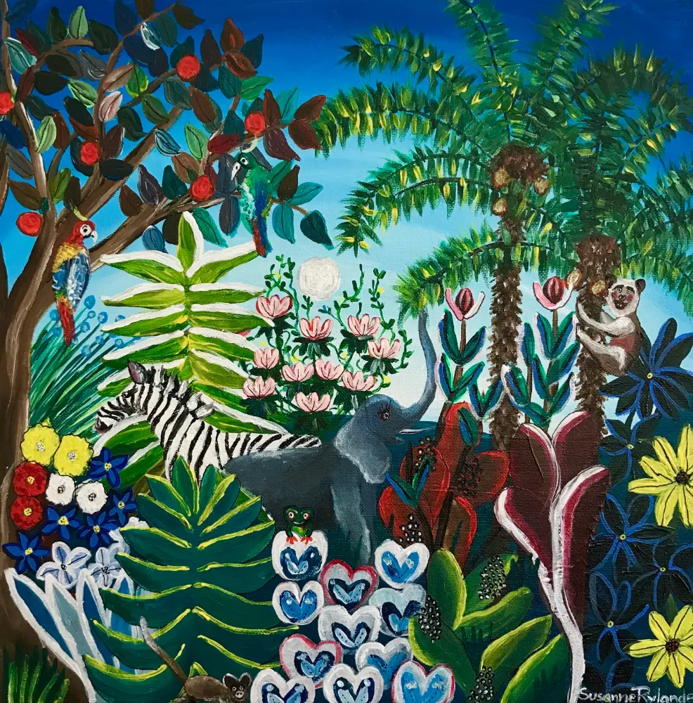 Jungle Jo II maleri med junglemotiv