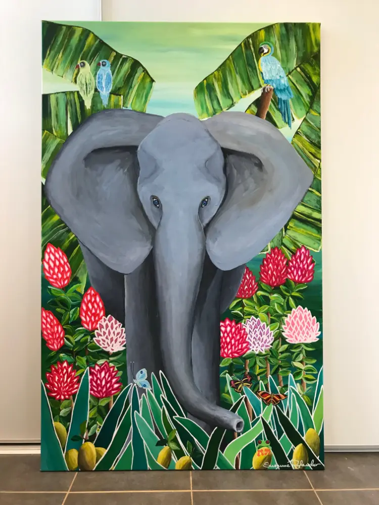 Jungle Elephant maleri med junglemotiv