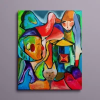 Karneval - abstrakt lærredsprint