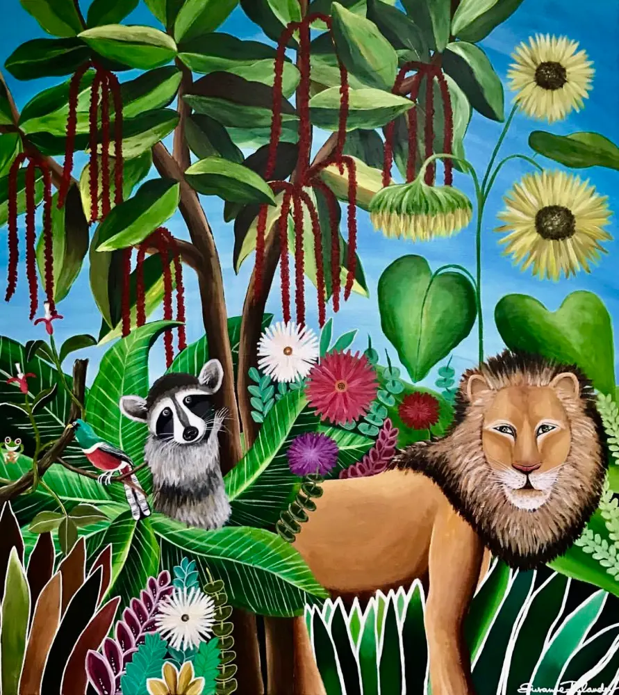 Leopold on the Watch maleri med junglemotiv