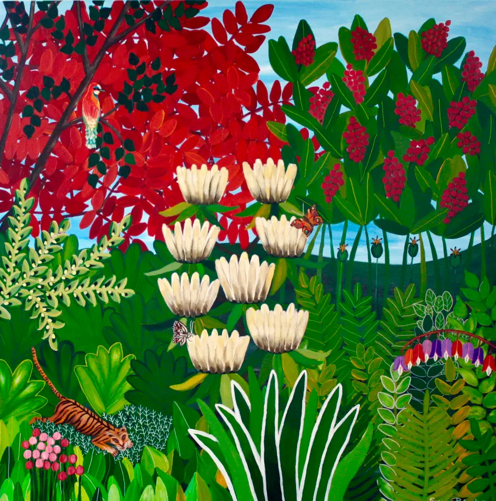 Näckrosor maleri med junglemotiv