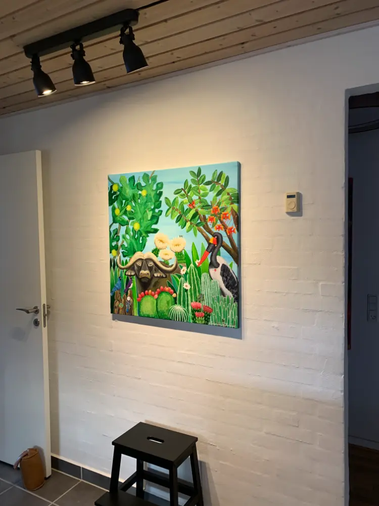 Oasis maleri med junglemotiv
