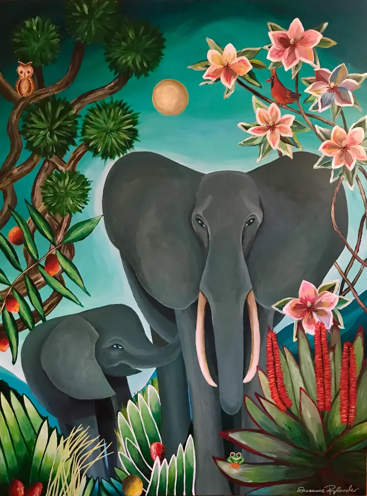 Parental Love maleri med junglemotiv