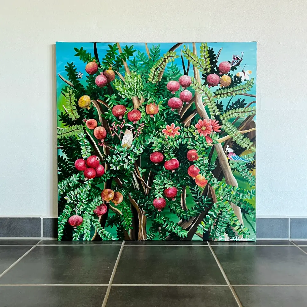 Pomegranate maleri med junglemotiv