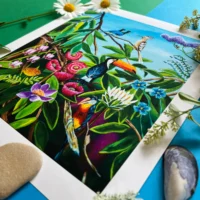 Siesta Fine Art Giclée Print med smukke fugle