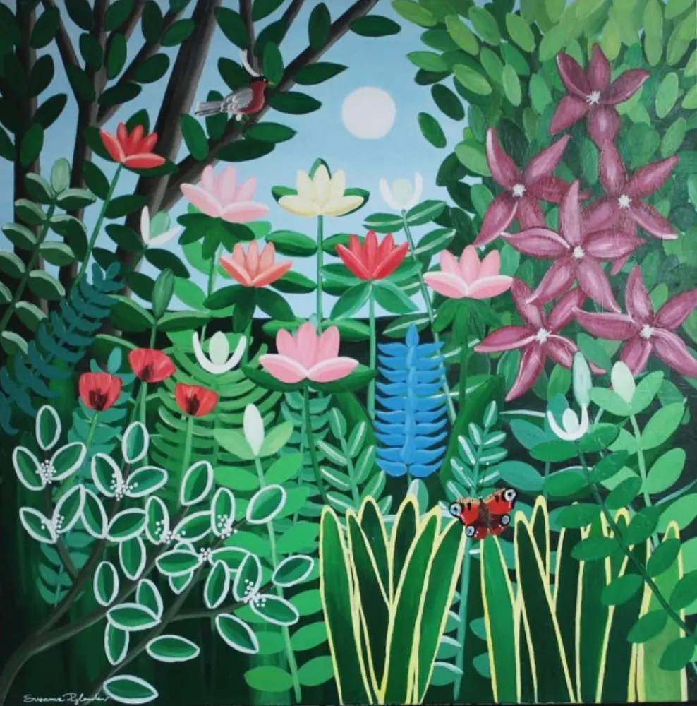 Sommarglädje maleri med junglemotiv
