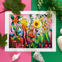 Tropical Fantasy Tropisk Fine Art Giclée Print med masser af blomster