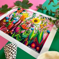 Tropical Fantasy Tropisk Fine Art Giclée Print med masser af blomster