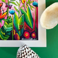 Tropical Fantasy Tropisk Fine Art Giclée Print med masser af blomster