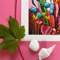 Tropical Fantasy Tropisk Fine Art Giclée Print med masser af blomster