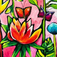 Tropical Fantasy Tropisk Fine Art Giclée Print med masser af blomster